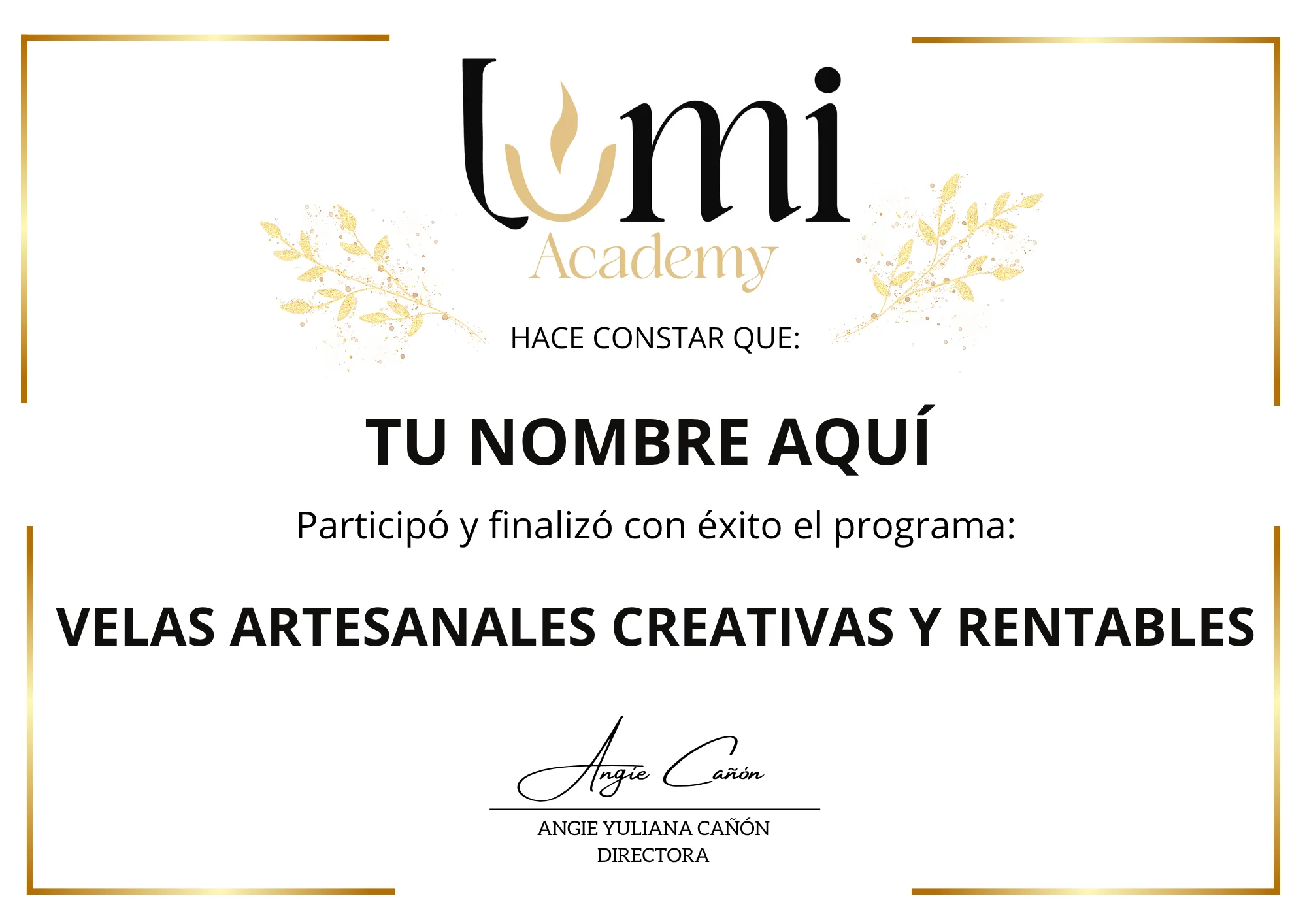 Certificado del Curso de Velas Artesanales