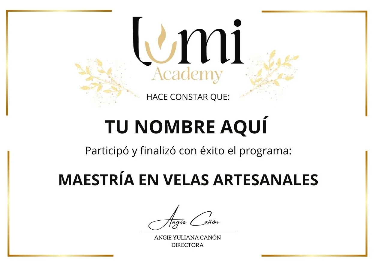 Certificado oficial Maestría en Velas Artesanales