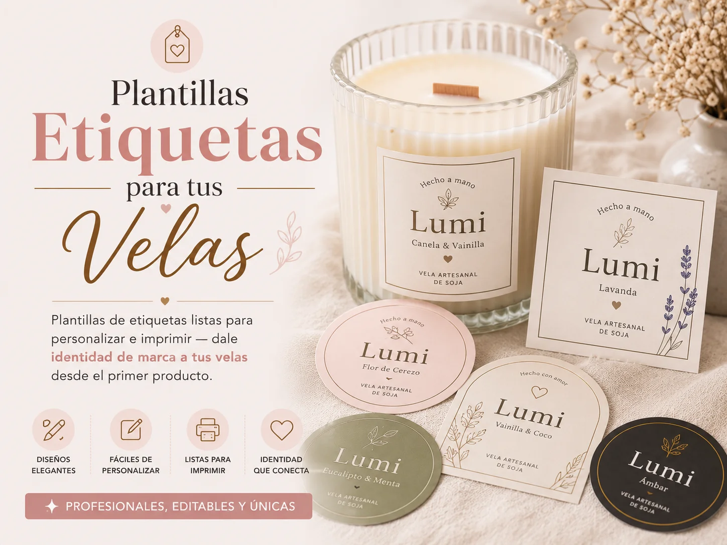 Plantillas de Etiquetas para Velas